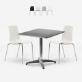 Ensemble table carrée pliante 70x70cm acier 2 chaises extérieur Mores Promotion