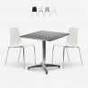 Ensemble table carrée pliante 70x70cm acier 2 chaises extérieur Mores Promotion