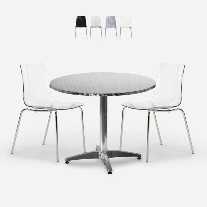 Ensemble d'extérieur 2 chaises design moderne table ronde 70 cm acier Remos Remises Ensemble d'extérieur 2 chaises design moderne table ronde 70 cm acier Remos Remises