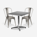 ensemble table carrée pliable 70x70cm acier 2 chaises style Lix vintage magnum Promotion