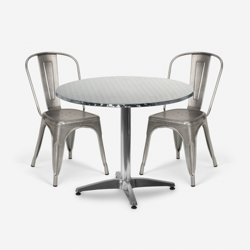 ensemble table ronde 70cm acier 2 chaises vintage style design taerium Promotion ensemble table ronde 70cm acier 2 chaises vintage style design taerium Promotion