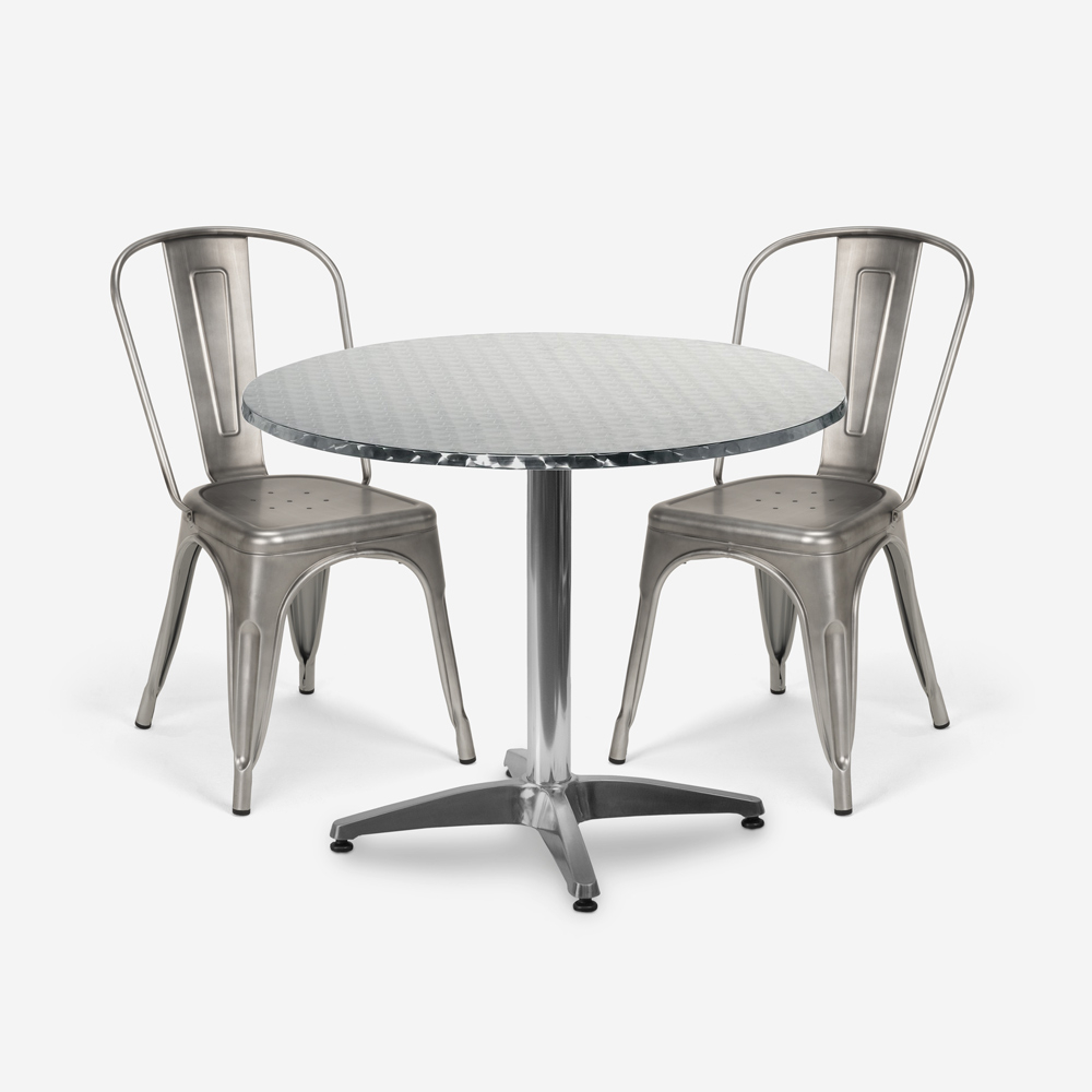 ensemble table ronde 70cm acier 2 chaises vintage style Lix design taerium