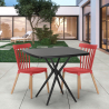 Table carrée noire 70x70 + 2 chaises design moderne Roslin Black Choix