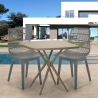 Ensemble 2 Chaises Polypropylène et 1 Table Carrée Beige 70x70cm jardin Cuisine Restaurant Design Cevis Prix