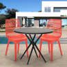 Ensemble Table Ronde Noire 80cm et 2 Chaises Polypropylène Jardin Cuisine Bardus Dark Prix