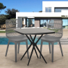 Ensemble Table Carrée 70x70cm Noire et 2 Chaises Design Moderne Jardin Cuisine Cevis Dark 