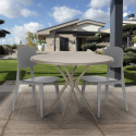 Table ronde 80cm beige + 2 chaises design moderne Berel Dimensions