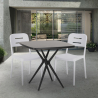 Ensemble 2 Chaises Design Moderne et 1 Table Carrée Noire 70x70cmpour Jardin Restaurant Bar Larum Dark Modèle