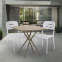 Ensemble Table Carrée Beige Polypropylène 70x70cm et 2 Chaises Design pour jardin restaurant bar Larum Prix
