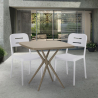 Ensemble Table Carrée Beige Polypropylène 70x70cm et 2 Chaises Design pour jardin restaurant bar Larum Prix