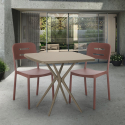 Ensemble Table Carrée Beige Polypropylène 70x70cm et 2 Chaises Design pour jardin restaurant bar Larum Vente