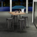 table haute 60×60 + 4 tabourets de bars en métal style brooklyn Prix
