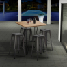 table haute 60×60 + 4 tabourets de bars en métal style brooklyn Prix