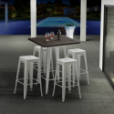 table haute + 4 tabourets métalliques style pour bars et pubs harlem 
