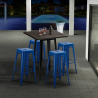table haute + 4 tabourets en métal style industriel little italy Prix