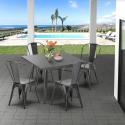 table carrée + 4 chaises en métal au style industriel flushing Vente