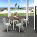 table + 4 chaises carrées en métal bois style industriel midtown Vente