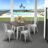 table + 4 chaises carrées en métal bois style industriel midtown Vente