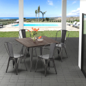 table carrée + 4 chaises en métal design industrial jamaica Vente