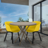 Table design ronde 80 cm beige + 2 chaises design Oden Dimensions