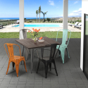 ensemble table 80x80cm et 4 chaises style vintage industriel bar cuisine almond Remises