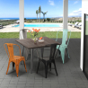 ensemble table 80x80cm et 4 chaises style vintage industriel bar cuisine almond Remises