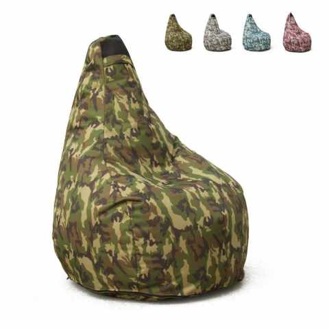 Pouf Fauteuil Pouf sac à Poire pour Extérieur Imperméable Mimétiques Made in Italy Summer Camouflage