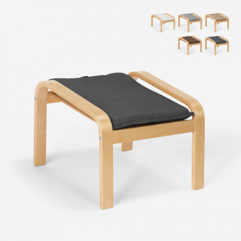 Repose pied pouf fauteuil canapé salon bois design scandinave Sylt