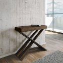 Console extensible 90x40-300 cm table en bois design moderne Diago Noix Promotion