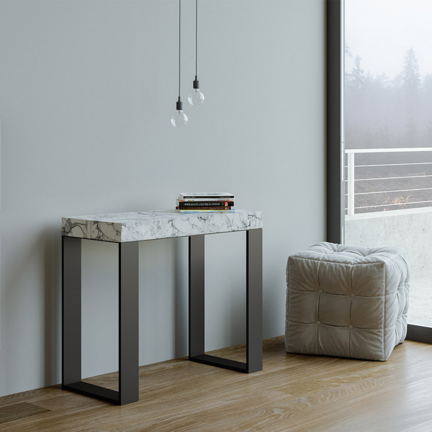 Console extensible 90x40-300cm table en marbre au design moderne Tecno Marble Promotion