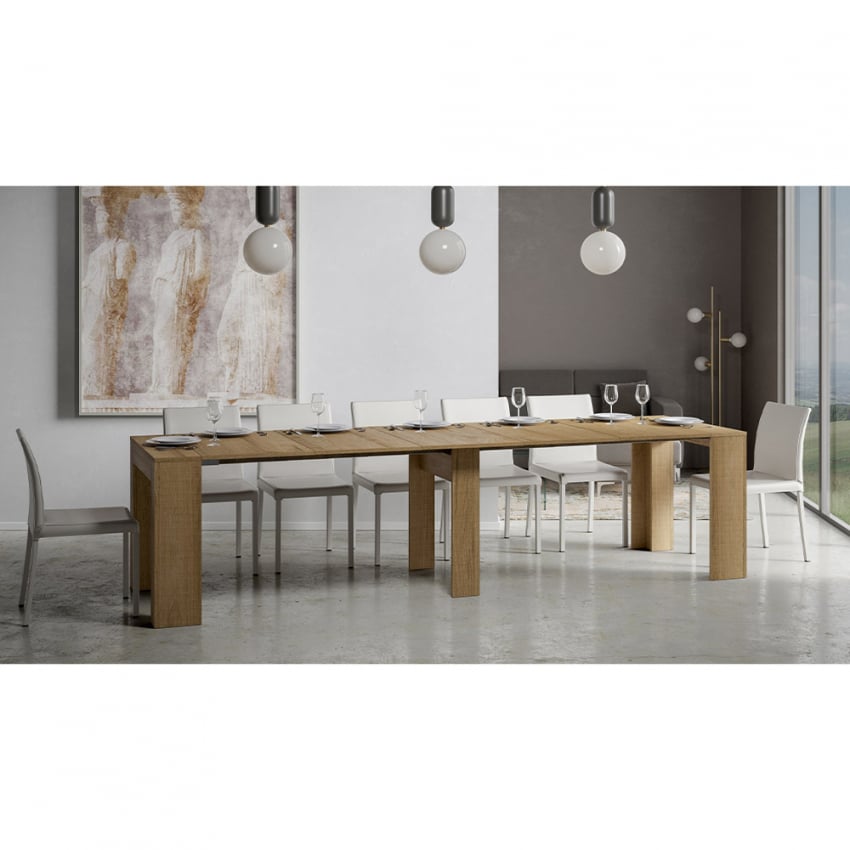 Modem Oak Console design extensible 90x42-302cm table à manger en bois