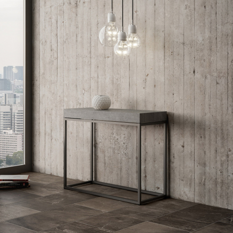 Table console extensible design moderne 90x40-300cm gris Nordica Concrete