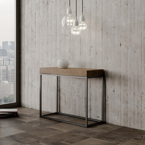 Console extensible au design moderne Table en bois de 90x40 à 300 cm Nordica Noix