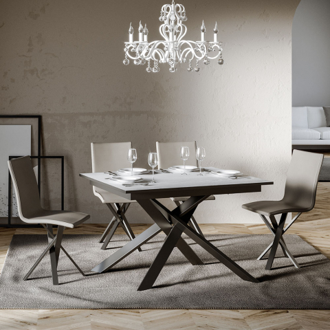 Table à manger extensible 90x120-180cm design blanc moderne Ganty