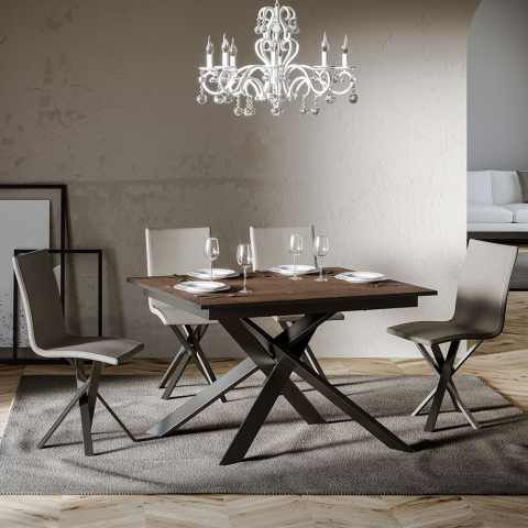 Table à manger design extensible en bois moderne 90x120-180cm Ganty Wood