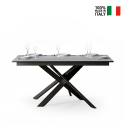 Table à manger extensible 90x160-220cm design blanc moderne Ganty Long Vente