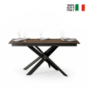 Table à manger design extensible 90x160-220cm bois moderne Ganty Long Wood Vente