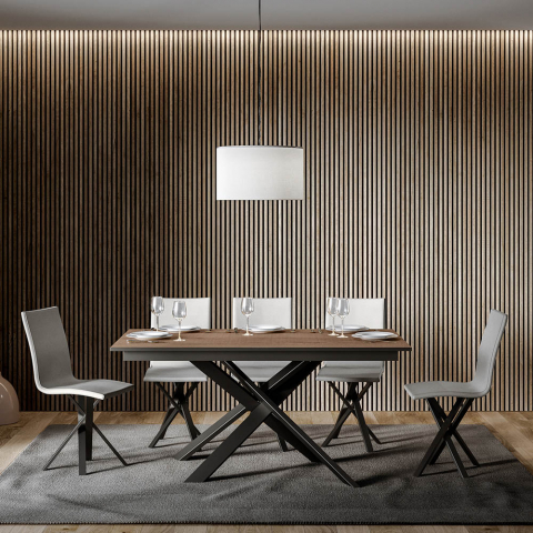 Table à manger en bois extensible moderne 90x160-2200cm Ganty Long Oak Promotion