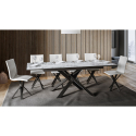Table à manger extensible 90x160-220cm design moderne marbre Ganty Long Marble Remises
