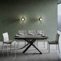Table à manger extensible moderne 90x160-2200cm anthracite Ganty Long Report Promotion