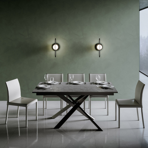 Table à manger extensible moderne 90x160-2200cm anthracite Ganty Long Report