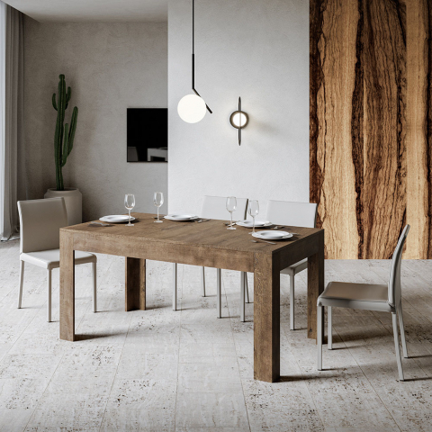 Table extensible 90x160-220cm salle à manger design bois Bibi Long Wood Promotion
