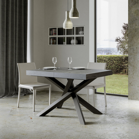 Table à manger de cuisine extensible grise 90x130-234cm Volantis Concrete