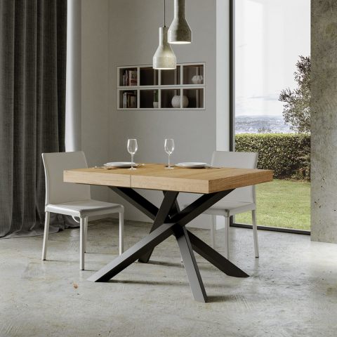 Table à manger extensible 90x130-234cm bois moderne Volantis Wood Promotion