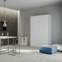 Lit escamotable simple 120x190cm armoire blanche Kentaro Remises
