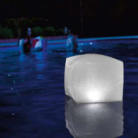Cube Lumineux Flottant Gonflable Led Intex 28694 pour Jardin et Piscine