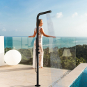 Douche de piscine de jardin en acier avec douchette double mitigeur Budoni Dimensions