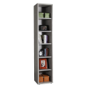 Bibliothèque en bois moderne avec 6 étagères en colonne couleur grise Hart Offre