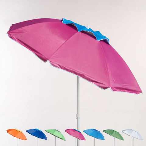 Parasol de plage 200 cm aluminium anti-vent protection UV Corsica Promotion