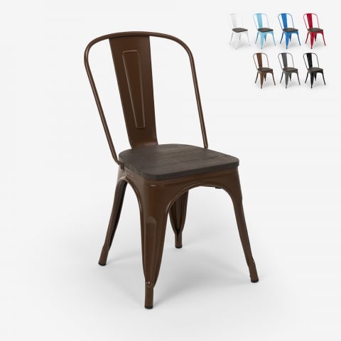 Lot de 20 pièces chaises Tolix Industrial acier bois pour cuisine et bar Steel Wood